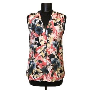 Vintage Floral Sleeveless Women's Top - Multicolor